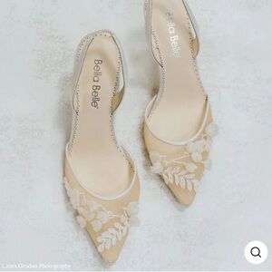 Bella Belle Lilly of the Valley kitten sling back kitten heals New Size 5 1/2